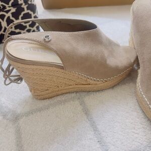 G by Guess Beige Wedge Sandals